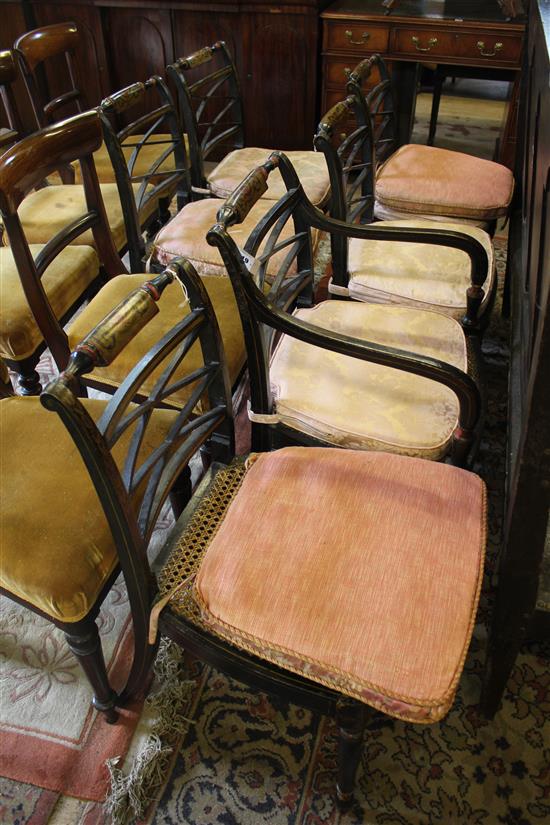 Suite of Regency ebonised seat furniture,(-)